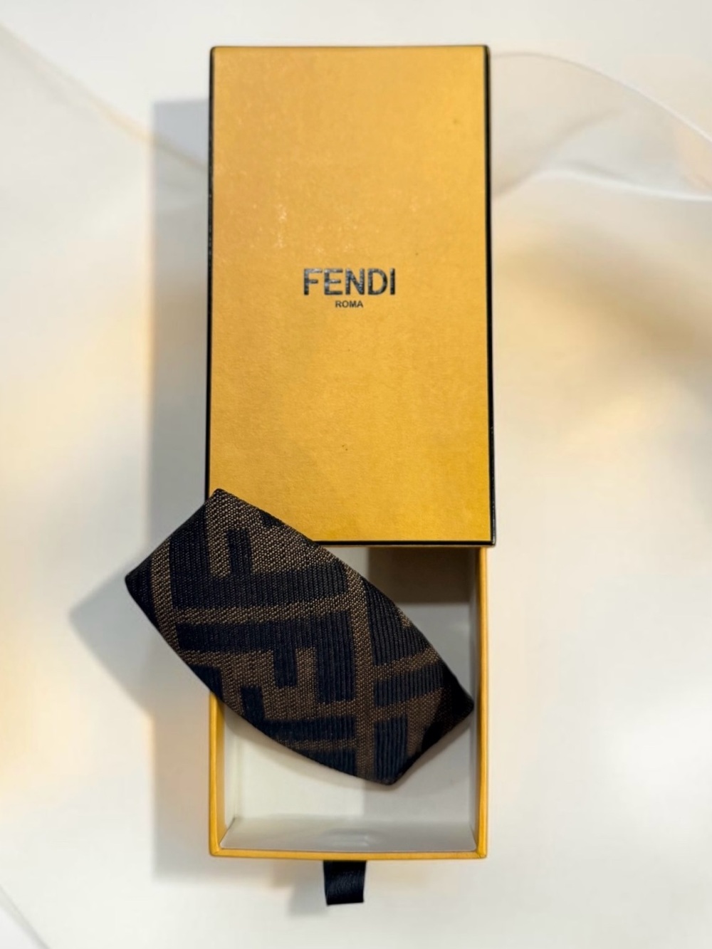 Vintage Fendi Zucca FF Canvas Barrette Hair Clip w/ Box